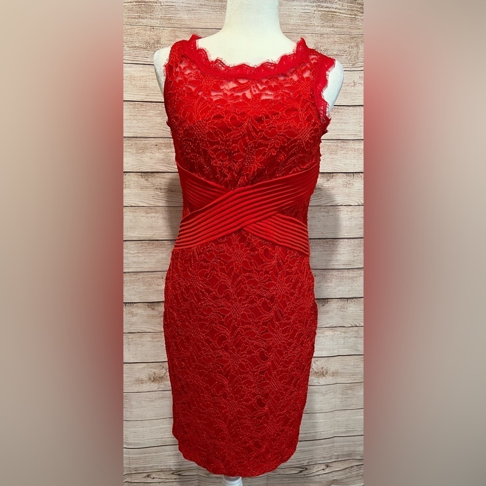 NEW- Candalite Red Lace Sheath Dress Size Medium